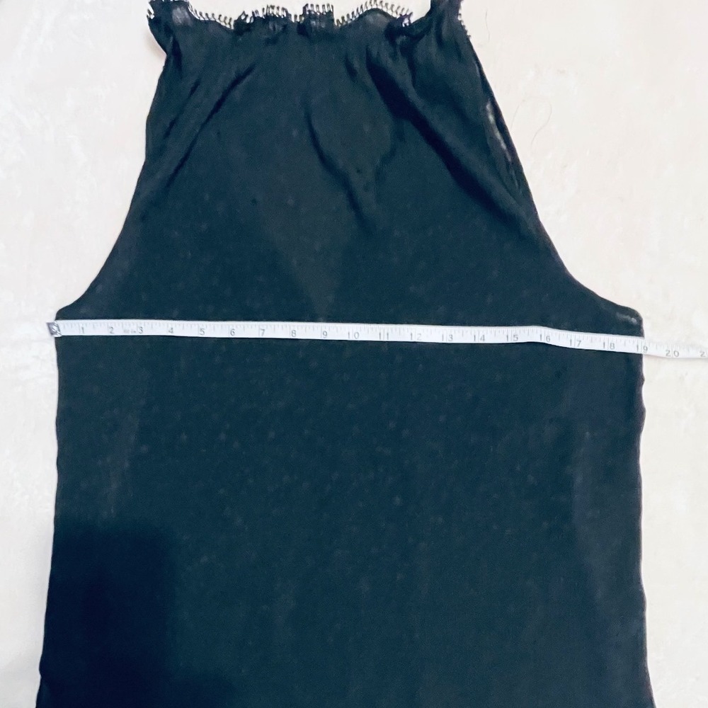 Max Studio Womens Black Sleeveless Tie Neck Crochet Trim Blouse Top Small - Picture 11 of 11